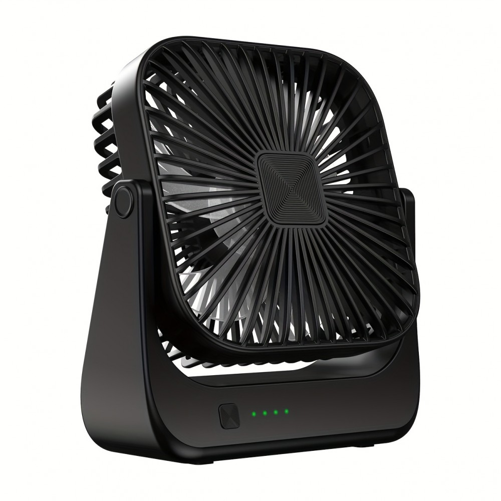 Ventilador de mesa 4 de refrigeração mais rápida Fluxo de ar portátil Pequeno ventilador recarregável Super silencioso Mini ventilador pessoal Escritório, quarto, casa Cozinha Atividades ao ar livre Cabeça inclinável ajustável 180°