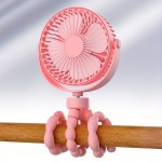 Ventilador elétrico recarregável por USB, ventilador rotativo de 360 graus, mini ventilador octopus portátil, ventilador de arrefecimento portátil de 3 velocidades, adequado para cabides, suportes, embalagens, exterior, secretária, escritório e muitos out