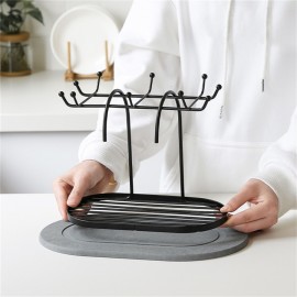 Suporte para xícara de café, bandeja absorvente de diatomita, xícaras de chá de cabeça para baixo, xícaras de vidro, armazenamento de xícaras de mesa, absorvente, resistente à umidade, almofada absorvente de café de secagem rápida