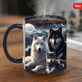 1peça 11oz Caneca de Porcelana com Tema de Lobo - Ideal para Café, Chá, Vinho e Mais - Presente Perfeita para Feriados e Ocasiões Especiais