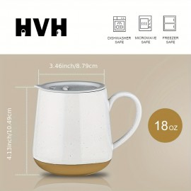 Conjunto de 4 canecas de café de cerâmica de 17oz com tampa, conjunto de canecas de café, conjunto de canecas de café de cerâmica com alça grande, caneca de cerâmica grande com tampa para café, chá e muito mais, estilo HVH de fazenda