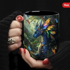 1peça Caneca de café de cerâmica de arte de dragão, 11oz Copo de porcelana para café, chá, leite, água, cerveja - Ideal para Ano Novo, Natal, Páscoa, Dia dos Namorados, Aniversário, Presentes de Escritório