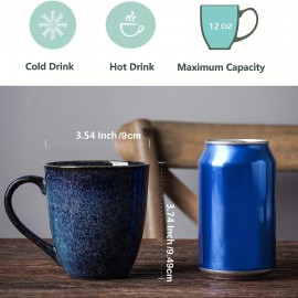Conjunto de Canecas Vicrays, 12 Onças, Caneca Cerâmica para Homens e Mulheres, Canecas Esmaltadas Únicas com Alça para Café, Chá, Leite, Chocolate, Cereal - Conjunto de 6 (azul)