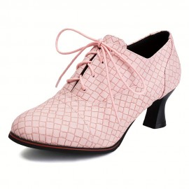 Calçados Elegantes Femininos para Escritório e Festa - Palmilha Acolchoada & Sola Antiderrapante de Borracha - Fechamento com Cadarço - Calçado Formal e Casual para Todas as Estações - Capa Sintética PU (Preto/Acento Vermelho) - Eventos Profissionais e No