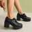Oxford Feminino Preto com Salto Bloco e Tira de Fivela - Sapatos Plataforma Elegantes para Todas as Estações, Casuais ou Formais