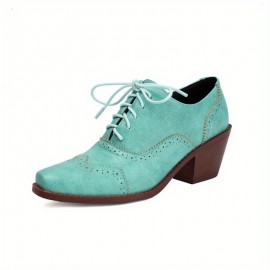 Mulheres Sapatos Mary Jane Vintage com Cadarço e Salto Bloco - Detalhe Brogue Quadrado, Cabedal Sintético PU & Sol de Borracha, Oxford para Uso Casual e Formal, Calçados Clássicos e Duráveis, Design Elegante para o Dia a Dia, Qualidade em Artesanato, Idea