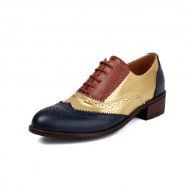 Mulheres - Sapatilhas Oxford Vintage com Cadarço e Detalhes de Brogue, Bico Fino em PU, Sol Confortável para Uso Casual ou Formal, Pretas e Brancas, Calçados Duráveis e Respiráveis, Sapatos Versáteis, Design Clássico, Ideal para Compradores Fashion
