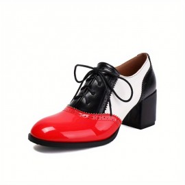 Sapatos elegantes de sola macia para mulheres, com atacadores e salto alto pontiagudo, confortáveis e de bloco grosso, ideais para festas, uso diário e trabalho em escritório.