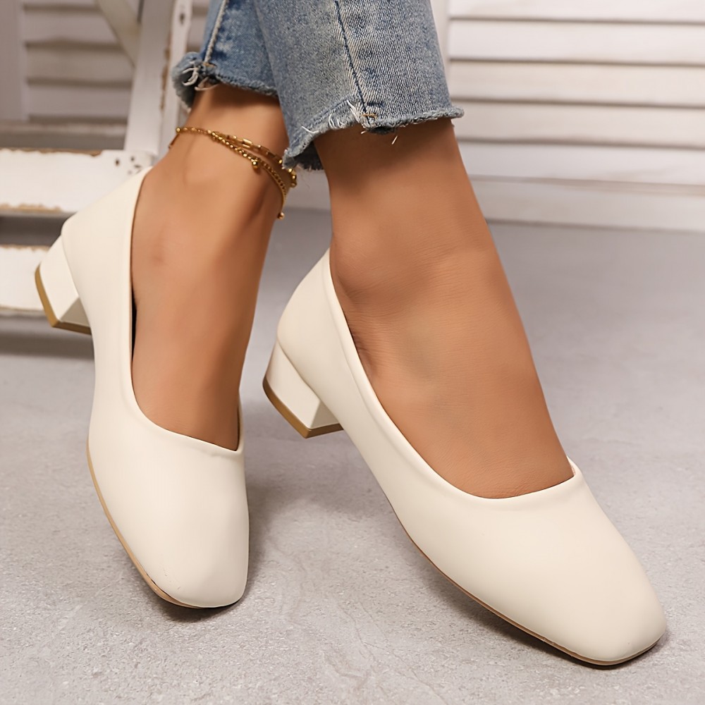 Sapatos de mulher casual sem atacadores - Microfibra macia, salto baixo, bico quadrado, sapatos confortáveis para todas as estações, calçado casual | Sapatos elegantes | Calçado confortável