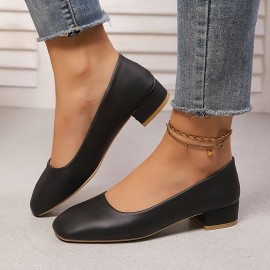 Sapatos de mulher casual sem atacadores - Microfibra macia, salto baixo, bico quadrado, sapatos confortáveis para todas as estações, calçado casual | Sapatos elegantes | Calçado confortável