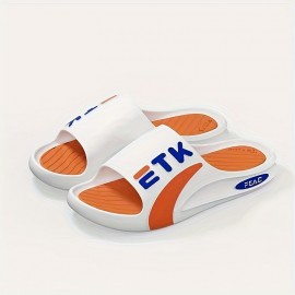 Novos Chinelos Masculinos de Alta Qualidade Antiderrapantes em PVC com Estampa de Letras Ousadas, Branco Marfim para Uso Interno/Externo - Presente Confortável para Marido ou Namorado, Calçado Esportivo Slip-on | Forro Aconchegante