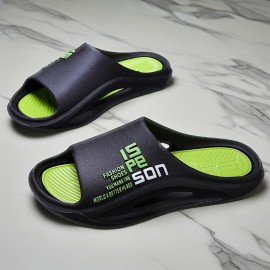 Novos Chinelos Casuais Masculinos Brancos e Vermelhos com Estampa de Letras em PVC - Antiderrapantes, Duráveis, Sem Odor, Sola Grossa Acolchoada Ultra Leves para Uso Interno/Externo em Todas as Estações, Sandálias Versáteis, Pantufas Elegantes, Confortáve