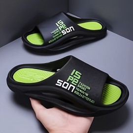 Chinelos Casuais Masculinos - Alta Qualidade, Antiderrapante e Desodorizantes em PVC Macio com Design Ergonômico & Estampa de Letras, Uso Interno/Externo para Todas as Estações - Presente Ideal para Marido ou Namorado (Branco Marfim), Sola Antideslizante