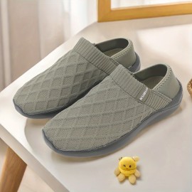Sapatos de tecido trançado sem estampa, confortáveis e casuais para homens, leves e respiráveis, ideais para todas as estações