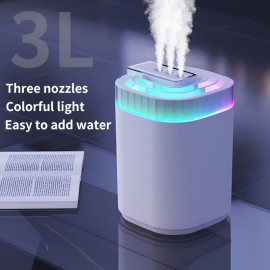 Umidificador Silencioso Rhythm, Umidificador Doméstico de Grande Capacidade com 3 Bicos para Nevoeiro Densamente, Ideal para Escritório e Quarto, Umidificador de Mesa Multifuncional de Alta Névoa.