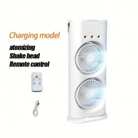 Humidificador portátil USB | Duplo ventilador + Três jatos + Luz ambiente, artefato de mesa multifuncional, melhoria de vento dupla, bateria recarregável de lítio de 3000mAh