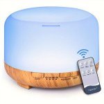 16.91oz Difusor De Óleo Essencial, Umidificador Ultrassônico Com Controle Remoto, Difusor De Aromaterapia, Luz LED De 7 Cores, Temporizador E Desligamento Automático