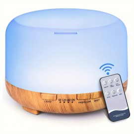 16.91oz Difusor De Óleo Essencial, Umidificador Ultrassônico Com Controle Remoto, Difusor De Aromaterapia, Luz LED De 7 Cores, Temporizador E Desligamento Automático
