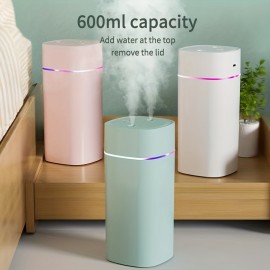 Humidificador de ar ultrassônico USB de 20,29 oz, névoa dupla, operação silenciosa, plástico, para casa, escritório, quarto, compatível com óleo essencial de aromaterapia, ≤36V
