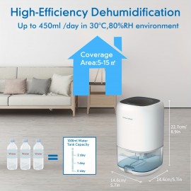 Desumidificador para Casa com Luz Noturna de 7 Cores, Função Automática de Desligamento e Secagem Inteligente, Adequado para Banheiros, RVs e Guarda-Roupas, Plugue Americano 110V-130V, Sem Bateria Necessária