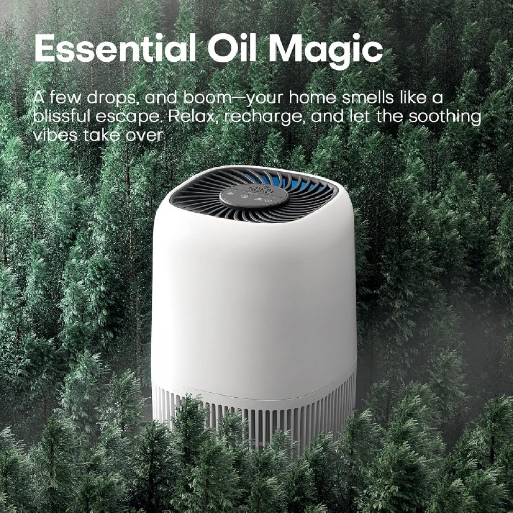Purificador de ar para casa com filtro H13 True HEPA até 1076 pés quadrados para pelos de animais, odores, pólen, fumaça, limpeza de ar compacta com 3 velocidades, temporizador, aroma silencioso, filtro de entrada de 360°, branco