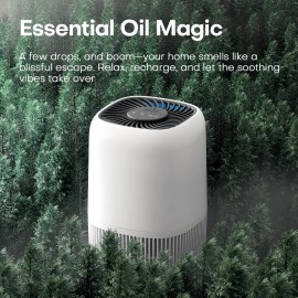 Purificador de ar para casa com filtro H13 True HEPA até 1076 pés quadrados para pelos de animais, odores, pólen, fumaça, limpeza de ar compacta com 3 velocidades, temporizador, aroma silencioso, filtro de entrada de 360°, branco