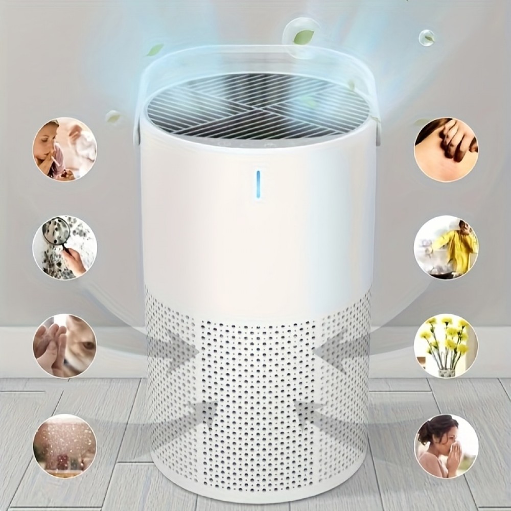 Purificador de Ar Doméstico, Purificador Portátil com Alça para Remoção de Fragrâncias e Odores, Purificador de Ar Portátil com Modo Sono e Controle de Velocidade, Adequado para Quartos, Escritórios, Salas de Estar e Aromaterapia Caseira