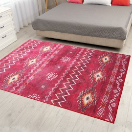 Tapete interior, tapete estampado, tapete vintage de textura lavável na máquina, fundo TPR, tapete estilo boémio, tapete tribal de cozinha boémio, tapete retro, adequado para sala de estar, quarto, escritório e entrada da porta da frente do porão, casa