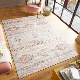 Tapete interior, tapete estampado, tapete vintage de textura lavável na máquina, fundo TPR, tapete estilo boémio, tapete tribal de cozinha boémio, tapete retro, adequado para sala de estar, quarto, escritório e entrada da porta da frente do porão, casa