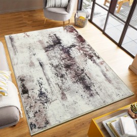 Tapete Moderno Abstrato Marrom Lavável à Máquina de 9x11 Pés para Sala de Estar, Tapete Grande Antiderrapante de Baixo Pelo para Quarto, Fazenda, Sala de Jantar, 5x8, 7x10 Pés