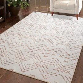 Tapete Bohemio Lavável à Máquina - Estampa Geométrica Vintage Retro com Base Antiderrapante TPR, Ultra Macio e Pet-Friendly para Sala, Quarto, Escritório ou Varanda - Decoração Casa Azul Marinho e Branco, Tapete Extra Grande, Design Moderno Boho, Construç