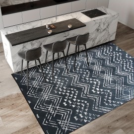 Tapete Tribal Bohemio Lavável à Máquina com Base Antiderrapante TPR - Estampa Geométrica Vintage Preto e Branco, Tapete Ultra-Macio de Baixo Pelo para Sala de Estar, Quarto, Escritório, Varanda - Decoração Amigável a Animais de Estimação, Presente Decorat