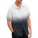 Camisas de algodão de manga curta com gradiente para homem, botões casuais, praia, verão, camisas havaianas