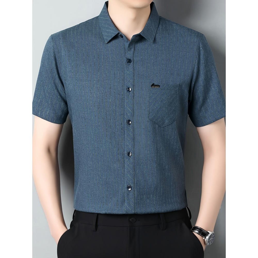 Camisa de manga curta para homem, ideal para o verão, com bolsos e conforto para a pele.