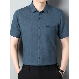 Camisa de manga curta para homem, ideal para o verão, com bolsos e conforto para a pele.