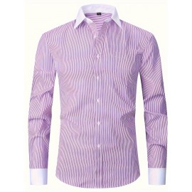 ESEA Homens Têm Bolsos Formais Camisa de Manga Comprida Temperamento Maduro Banquete Evento Camisa Francesa Apenas Camisas