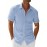 Camisas de homem com mangas curtas e botões casuais texturizados, ideais para a praia no verão.