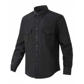 Jaqueta casual de manga comprida com bolsos duplos para homem, primavera e verão, solta e versátil, moda casual, cargo.
