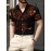 Camisa de manga curta de verão para homem SINBOS - Tecido de fibra de seda gelada, corte solto, decote quadrado, estampa floral (vermelho/laranja/branco), camisa casual leve e respirável para escritório e eventos sociais
