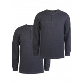 2 Peças de Camiseta Henley Masculina de Algodão Manga Longa S-3XL Regular, Confortável e Respirável, Corte Clássico com Gola Redonda, Leve e Casual, Ideal para Primavera, Outono e Inverno, Estilo Pullover para Homens
