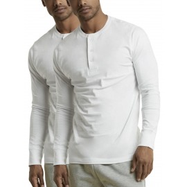 2 Peças de Camiseta Henley Masculina de Algodão Manga Longa S-3XL Regular, Confortável e Respirável, Corte Clássico com Gola Redonda, Leve e Casual, Ideal para Primavera, Outono e Inverno, Estilo Pullover para Homens