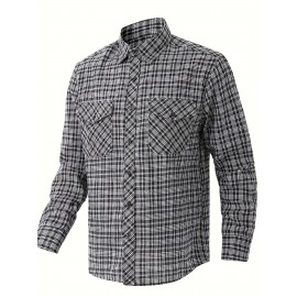 Tendência de Primavera e Verão para Homens, Xadrez Solto e Versátil, Camisa Casual de Moda, Jaqueta de Manga Comprida