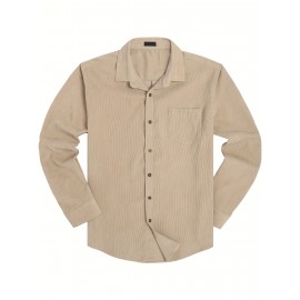 ELESOL Camisa Masculina Casual Com Botões, Blusa De Tecido Cotelê, Outono Inverno Verde Do Exército