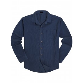ELESOL Camisa Masculina Casual Com Botões, Blusa De Tecido Cotelê, Outono Inverno Verde Do Exército