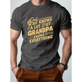 Camiseta masculina de algodão puro conhecimento do vovô, ajuste confortável
