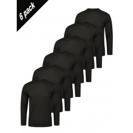 Conjunto de 6 Camisetas Esportivas Masculinas de Manga Longa Absorventes de Umidade - respiráveis, de secagem rápida, tecido de poliéster ligeiramente elástico - camiseta de cor sólida para esportes, fitness casual e vestuário casual