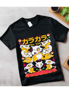 Camiseta Unissex Vintage de Animais - Estampa Retrô de Mangá com Texto Japonês e Número 104, Camisa Casual Preta para Homens e Mulheres, Tamanhos Disponíveis, Lavável na Máquina