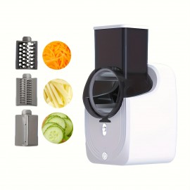 Carregador USB, Cortador de Legumes Multifuncional Elétrico, Utensílio de Cozinha Doméstica, Picador Sem Mãos, Ralador e Fatiador com 3 Lâminas Substituíveis, Presente Ideal para Entusiastas da Culinária