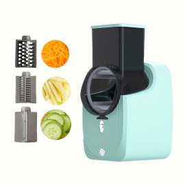 Carregador USB, Cortador de Legumes Multifuncional Elétrico, Utensílio de Cozinha Doméstica, Picador Sem Mãos, Ralador e Fatiador com 3 Lâminas Substituíveis, Presente Ideal para Entusiastas da Culinária