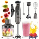 Batedeira manual 5 em 1 SPZTJK com motor potente, design de corda de 12 velocidades, lâminas de aço inoxidável e ABS, gelo, leite, sopa e muito mais - Cinza, aparelho de cozinha, batedeira versátil, utensílios de cozinha modernos, construção durável